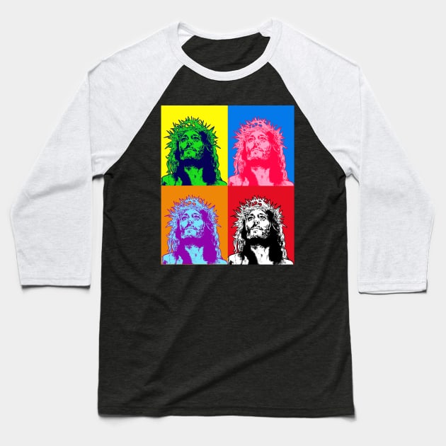 Jesus Christ Pop Art Baseball T-Shirt by absolemstudio